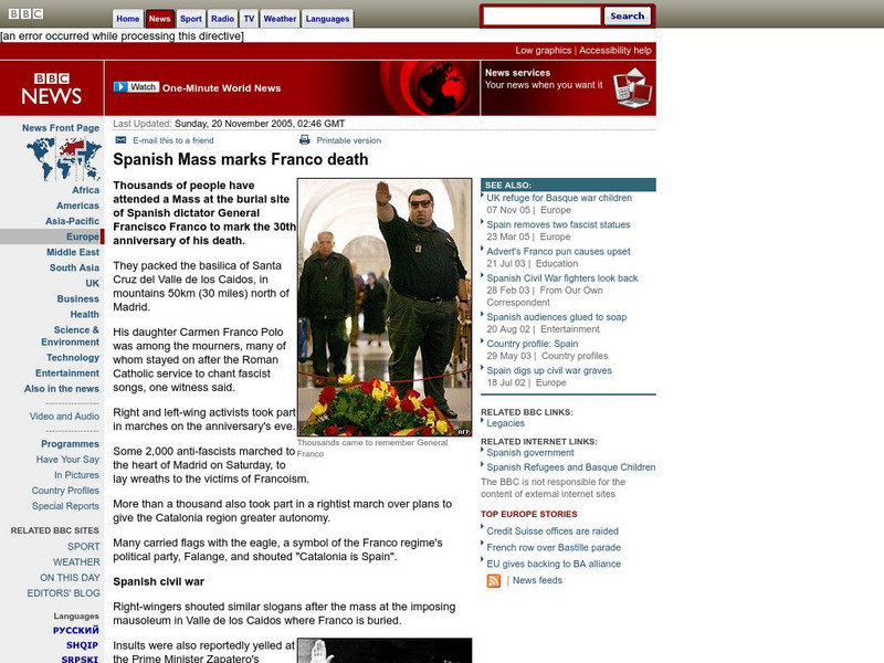 Bbc: Spanish Mass Marks Franco Death Website