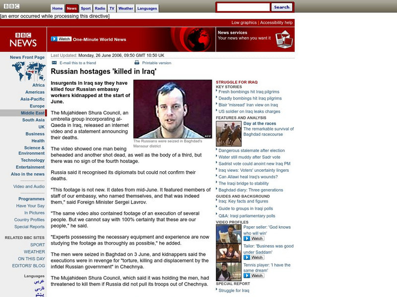Bbc: Russian Hostages 'Killed in Iraq' Article