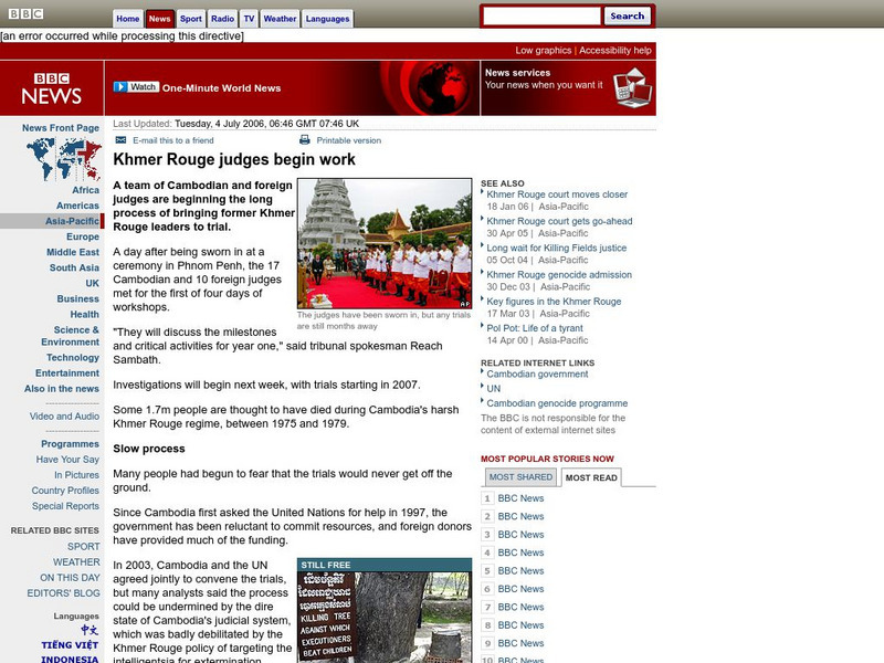 Bbc: Khmer Rouge Judges Begin Work Article Bbc: Khmer Rouge Judges Begin Work Article