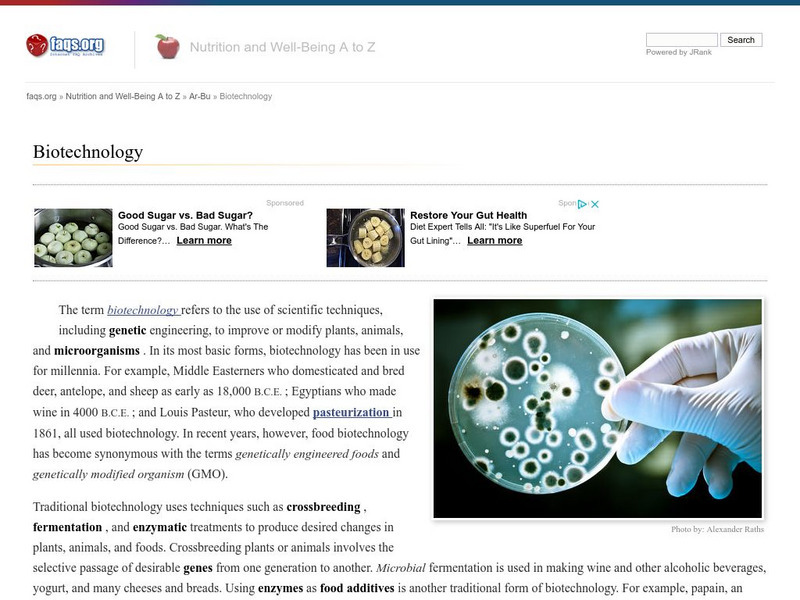 Faq Archives: Nutrition and Well Being a to Z: Biotechnology Handout Faq Archives: Nutrition and Well Being a to Z: Biotechnology Handout