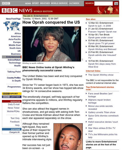 Bbc: How Oprah Conquered the u.s. Article