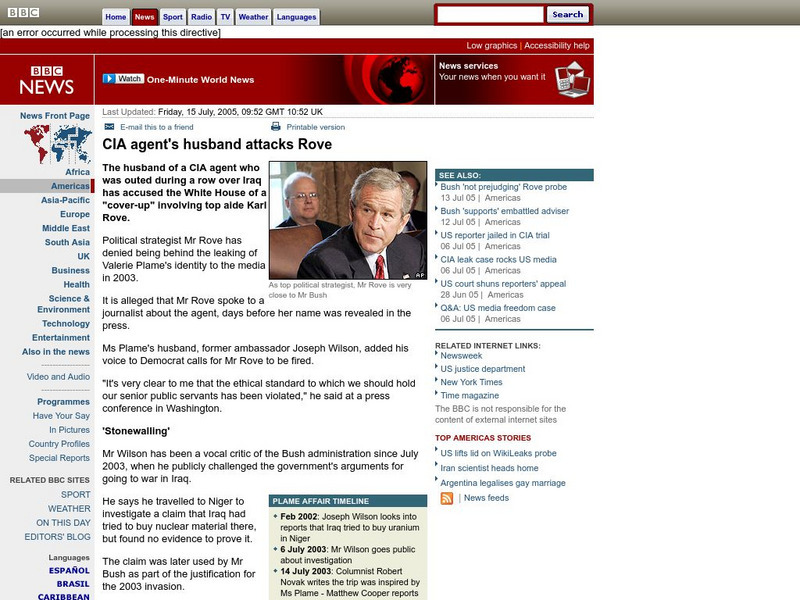 Bbc: Cia Agent's Husband Attacks Rove Handout Bbc: Cia Agent's Husband Attacks Rove Handout