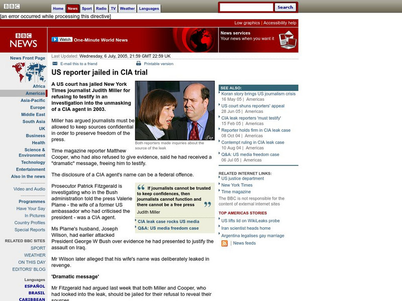 Bbc: Us Reporter Jailed in Cia Trial Handout Bbc: Us Reporter Jailed in Cia Trial Handout