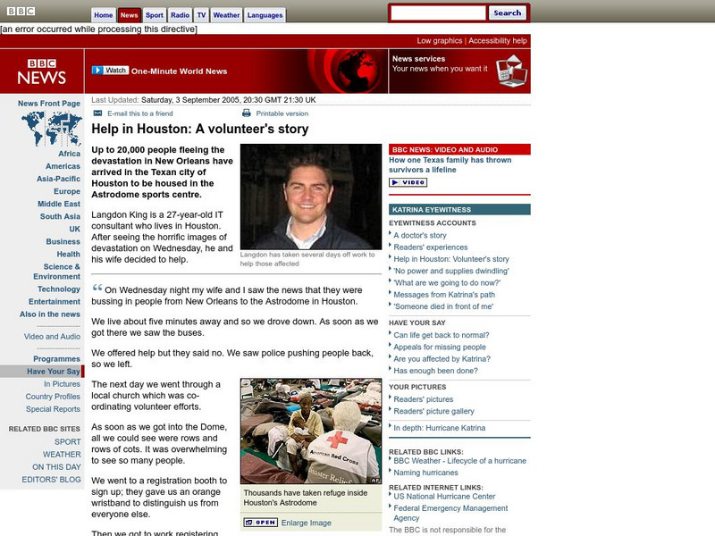 Bbc: Help in Houston: A Volunteer's Story Article