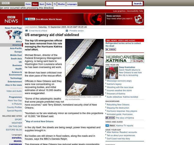 Bbc: Us Emergency Aid Chief Sidelined Handout Bbc: Us Emergency Aid Chief Sidelined Handout