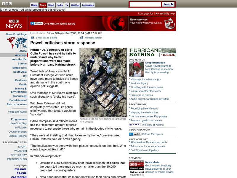 Bbc: Powell Criticises Storm Response Handout Bbc: Powell Criticises Storm Response Handout