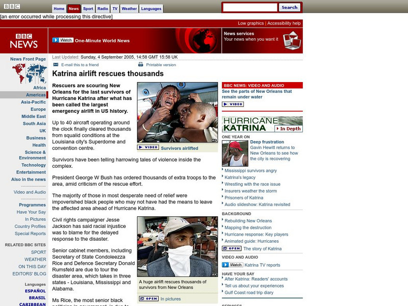 Bbc: Katrina Airlift Rescues Thousands Handout