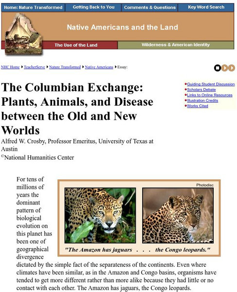 National Humanities Center: Teacher Serve: The Columbian Exchange Unit Plan