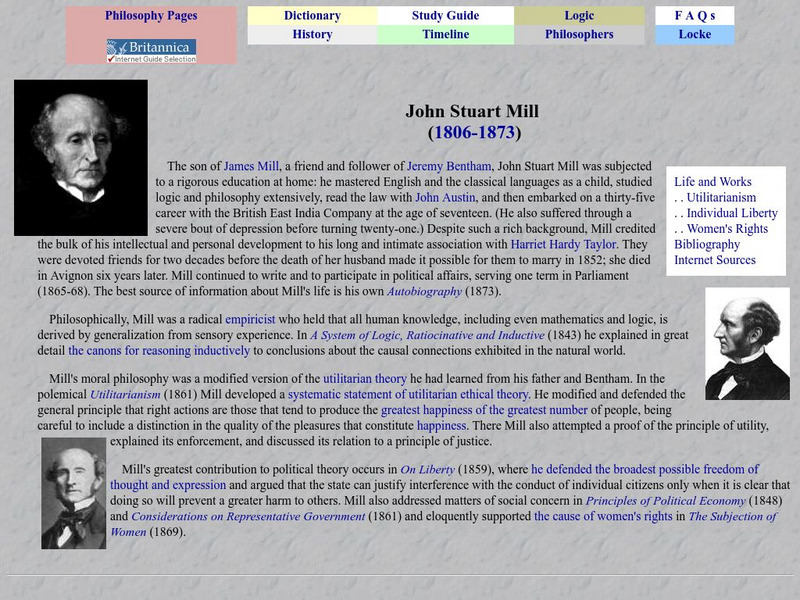 Philosophy Pages: John Stuart Mill (1806 1873) Website Philosophy Pages: John Stuart Mill (1806 1873) Website