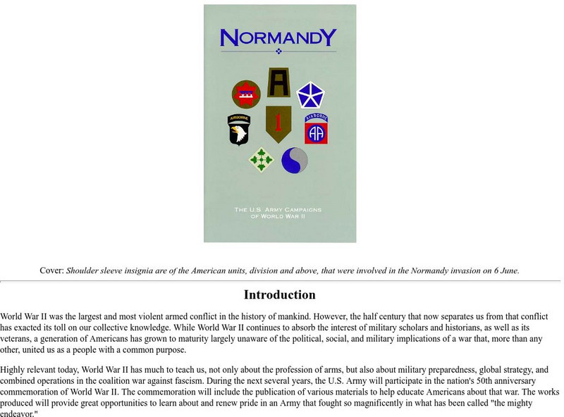 U.s. Army Center of Military History: Normandy the u.s. Army Campaigns of World War Ii Handout U.s. Army Center of Military History: Normandy the u.s. Army Campaigns of World War Ii Handout