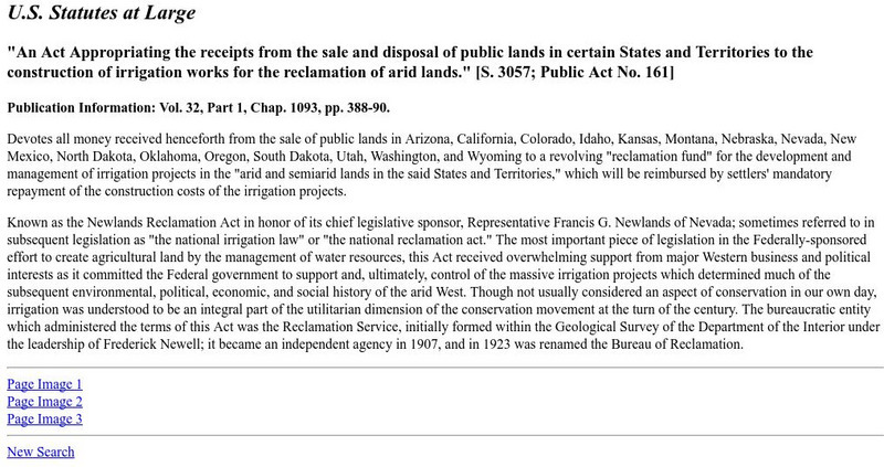 Loc: National [Newlands] Reclamation Act 1902 Primary