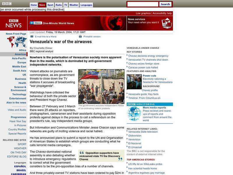 Bbc News: Venezuela's War of the Airwaves Handout Bbc News: Venezuela's War of the Airwaves Handout