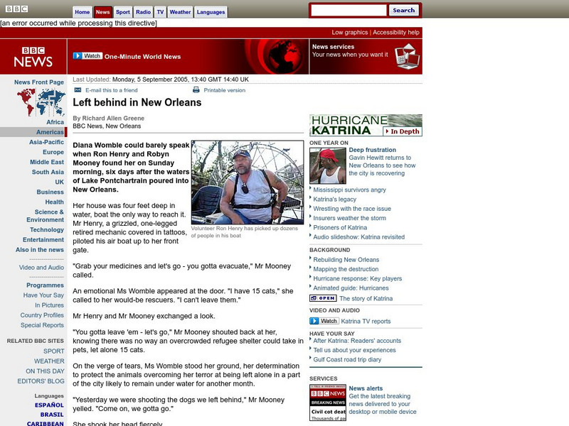 Bbc: Left Behind in New Orleans Handout Bbc: Left Behind in New Orleans Handout