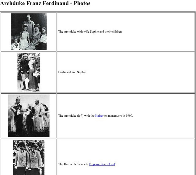 Worldwar1.com: Trenches on the Web: Archduke Franz Ferdinand Photos Graphic
