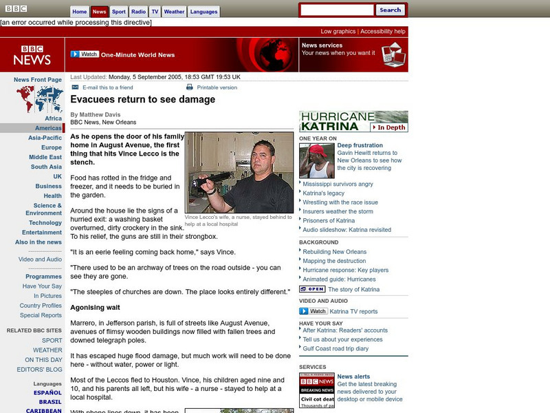 Bbc: Evacuees Return to See Damage Handout Bbc: Evacuees Return to See Damage Handout