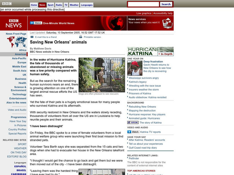 Bbc: Saving New Orleans' Animals Handout Bbc: Saving New Orleans' Animals Handout