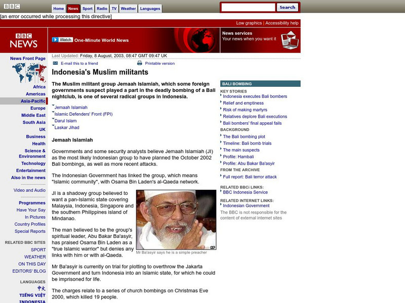 Bbc: Indonesia's Muslim Militants Article Bbc: Indonesia's Muslim Militants Article