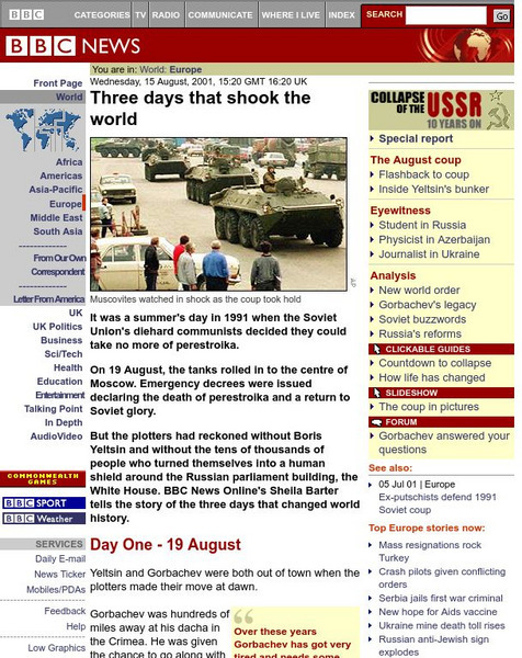 Bbc: Three Days That Shook the World Handout