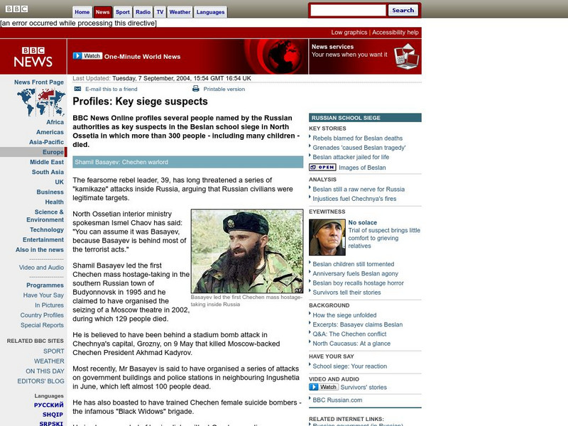 Bbc: Key Siege Suspects Handout Bbc: Key Siege Suspects Handout