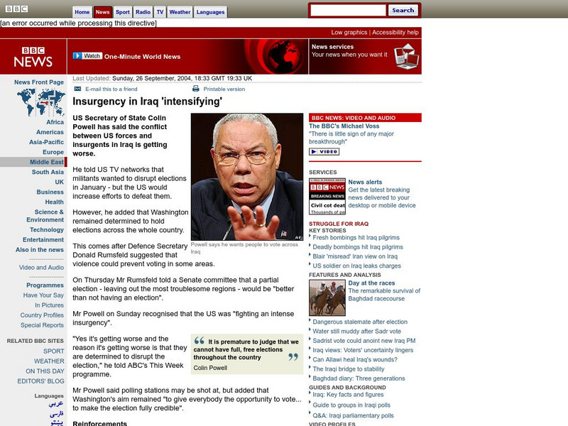 Bbc: Insurgency in Iraq Intensifying Handout