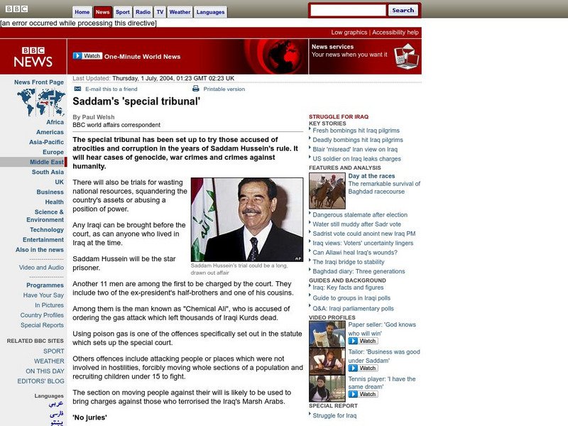 Bbc News: Saddam's "Special Tribunal" Handout