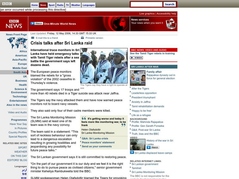 Bbc News: Crisis Talks After Sri Lanka Raid Website