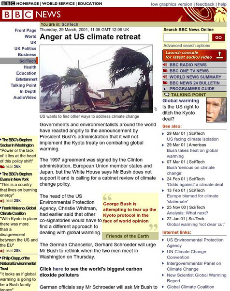 Bbc: Anger at Us Climate Retreat Article Bbc: Anger at Us Climate Retreat Article