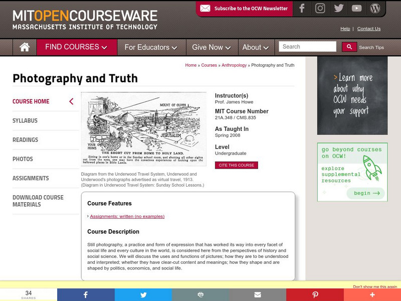 Mit: Open Course Ware: Photography and Truth Online Course