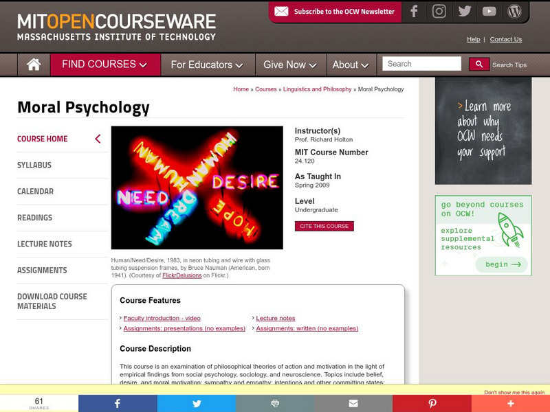 Mit: Open Course Ware: Moral Psychology Online Course Mit: Open Course Ware: Moral Psychology Online Course