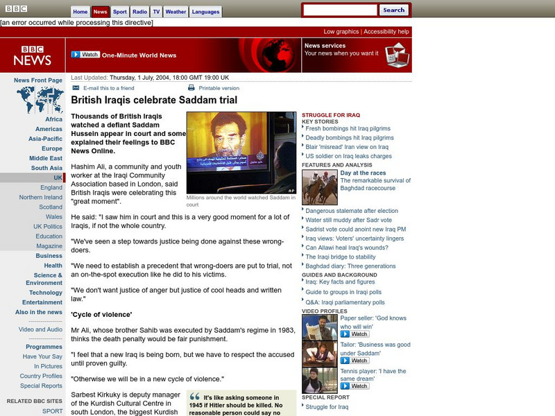 Bbc News: British Iraqis Celebrate Saddam Trial Article