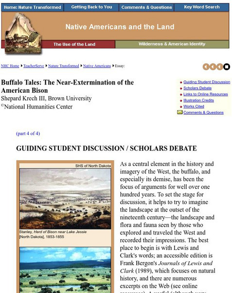 National Humanities Center: Teacher Serve: Buffalo Tales: The Near Extermination of the American Bison Article National Humanities Center: Teacher Serve: Buffalo Tales: The Near Extermination of the American Bison Article