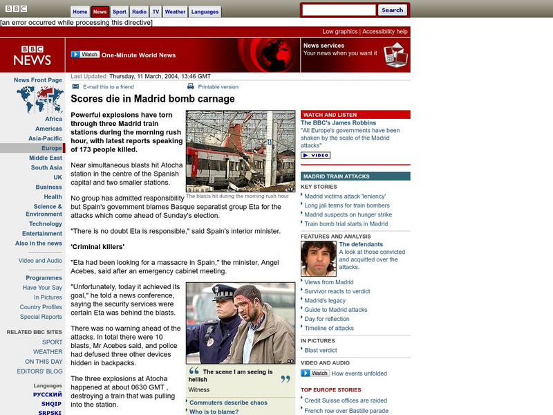 Bbc: Scores Die in Madrid Bomb Carnage Handout Bbc: Scores Die in Madrid Bomb Carnage Handout