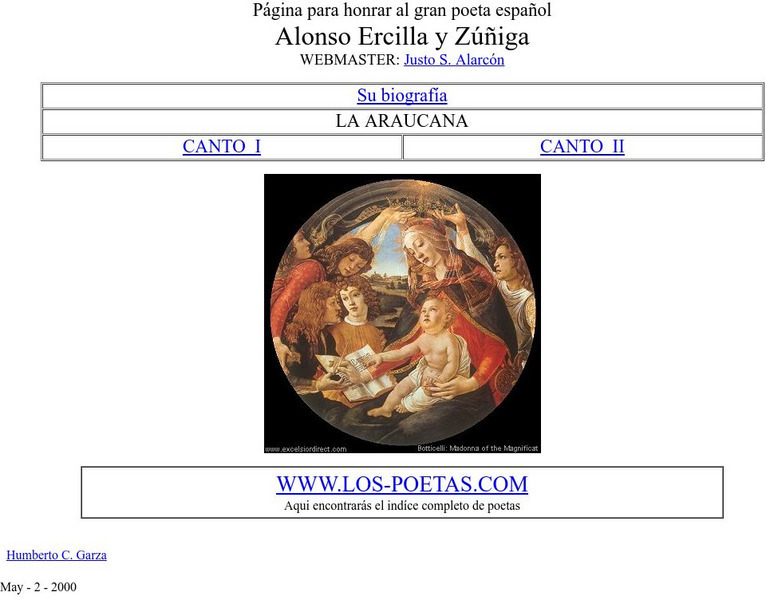 Los Poetas: Alonso Ercilla Y Zuniga Website
