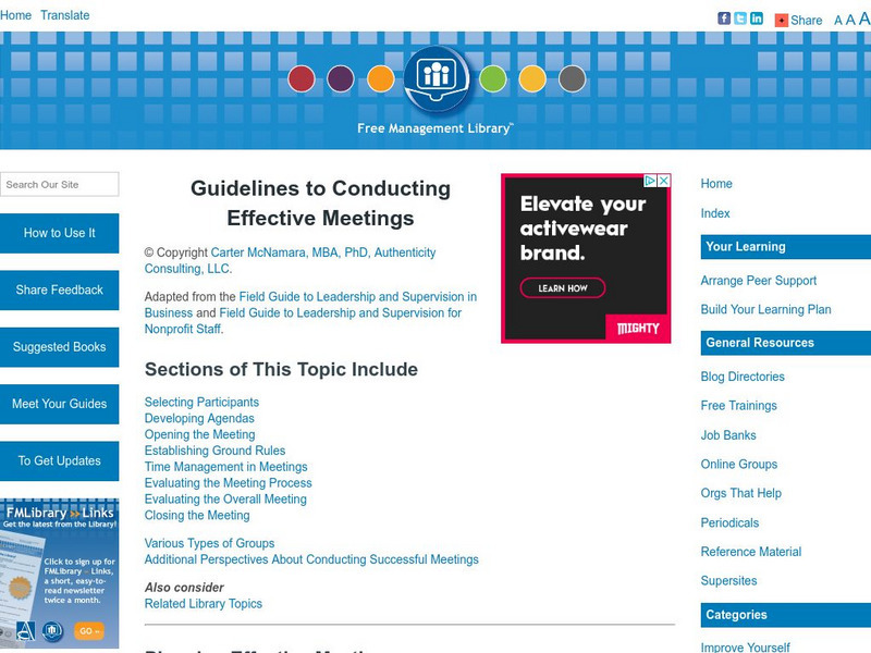 Map: Basic Guide to Conducting Effective Meetings Website