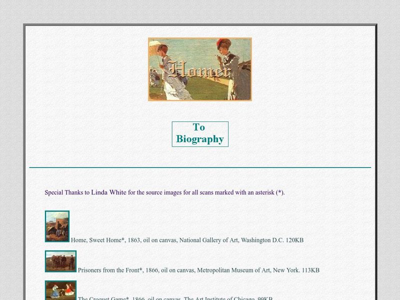 Carol Gerten Fine Arts: Winslow Homer Handout Carol Gerten Fine Arts: Winslow Homer Handout