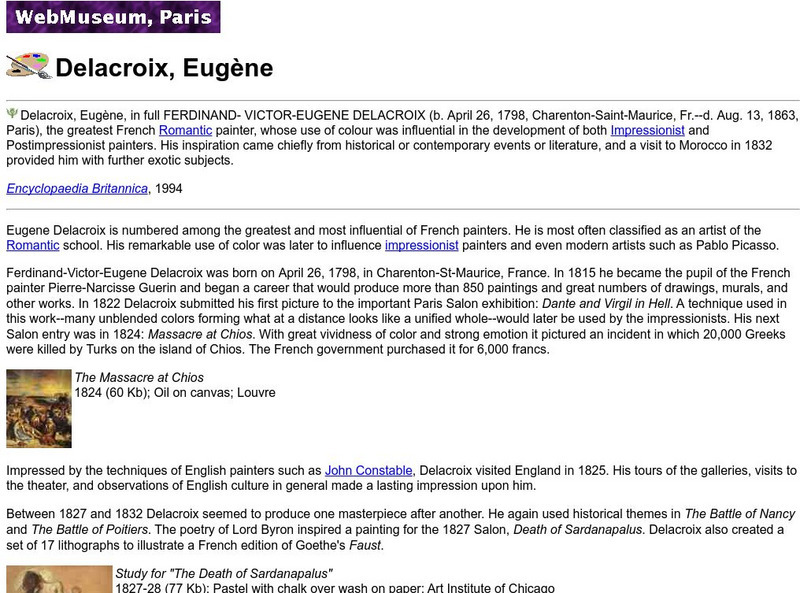 Ibiblio: Web Museum: Eugene Delacroix Website
