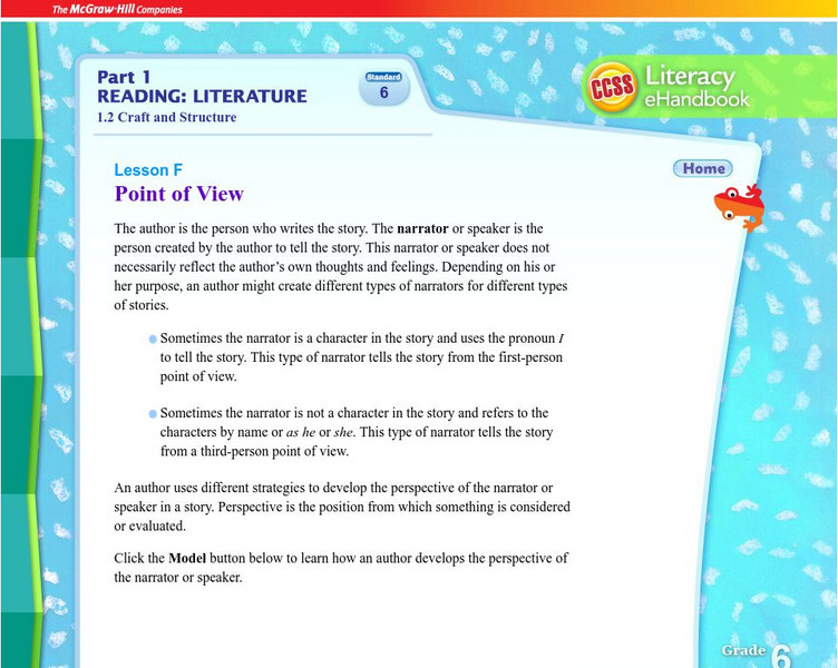 Mc Graw Hill: Reading Literature: Craft and Structure: Point of View Unit Plan Mc Graw Hill: Reading Literature: Craft and Structure: Point of View Unit Plan