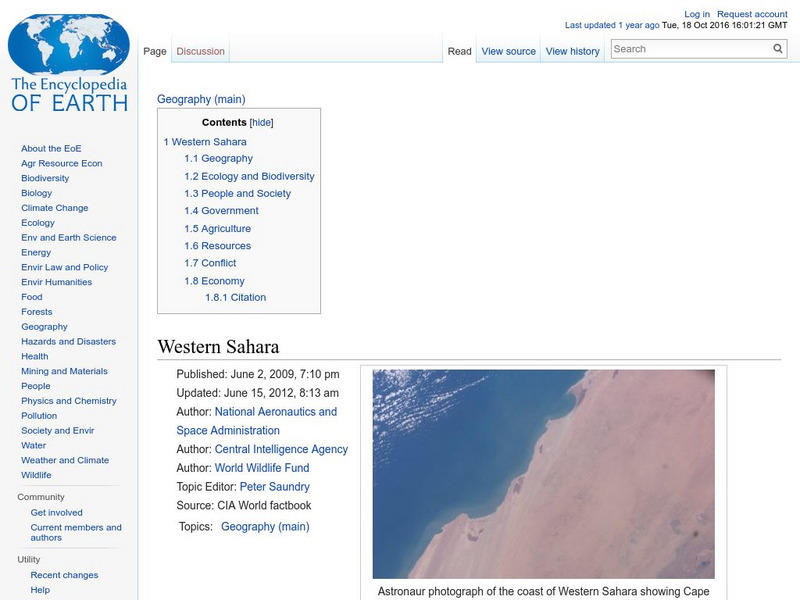 Encyclopedia of Earth: Western Sahara Handout