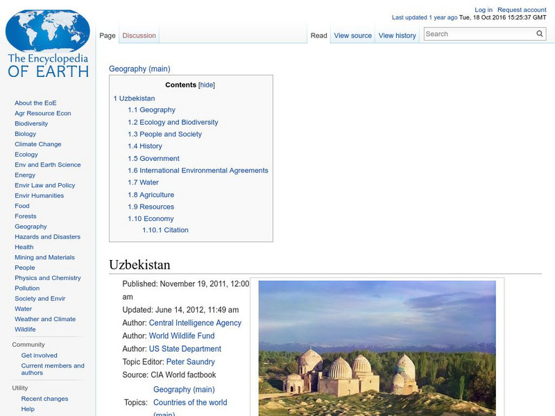Encyclopedia of Earth: Uzbekistan Handout