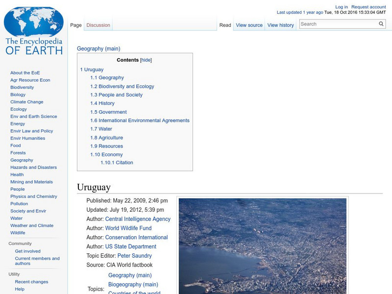 Encyclopedia of Earth: Uruguay Handout Encyclopedia of Earth: Uruguay Handout