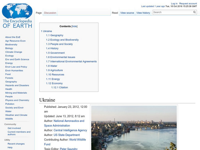 Encyclopedia of Earth: Ukraine Handout