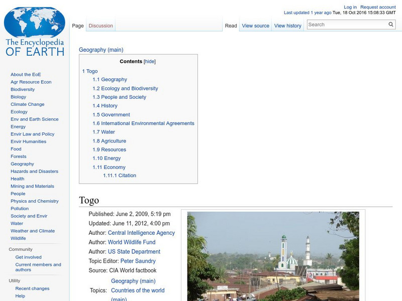 Encyclopedia of Earth: Togo Handout