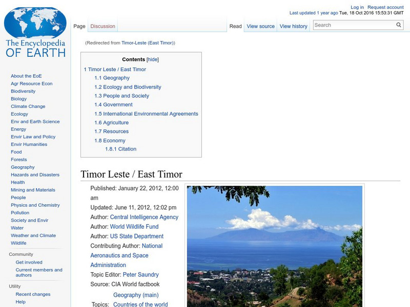 Encyclopedia of Earth: Timor Leste Handout
