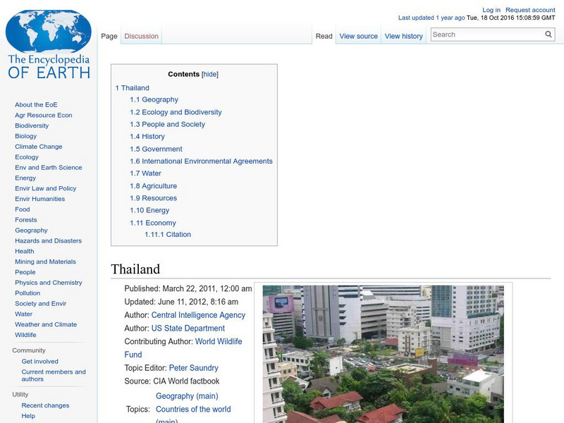 Encyclopedia of Earth: Thailand Handout