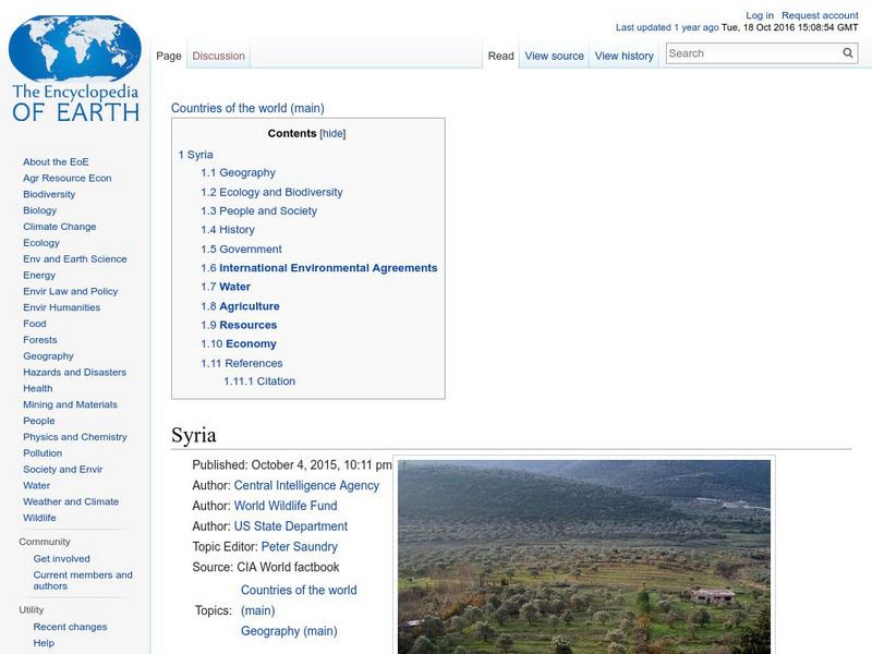 Encyclopedia of Earth: Syria Handout