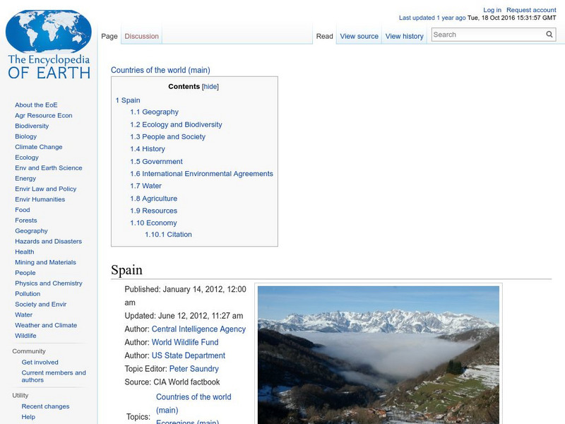 Encyclopedia of Earth: Spain Handout