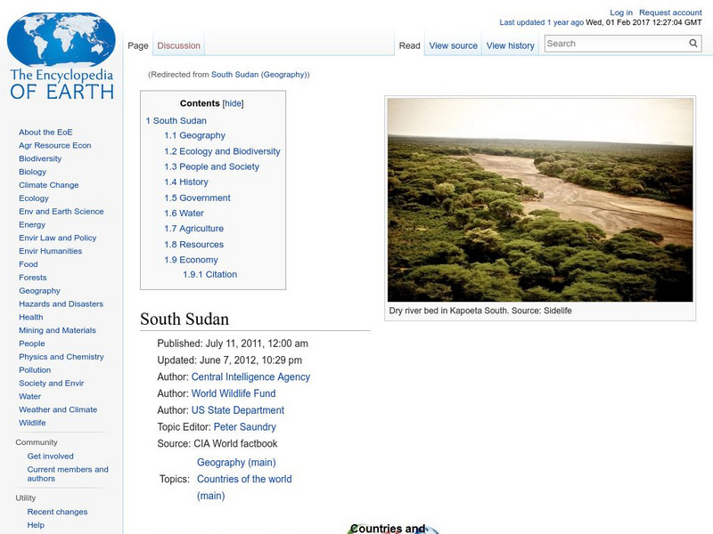 Encyclopedia of Earth: South Sudan Handout