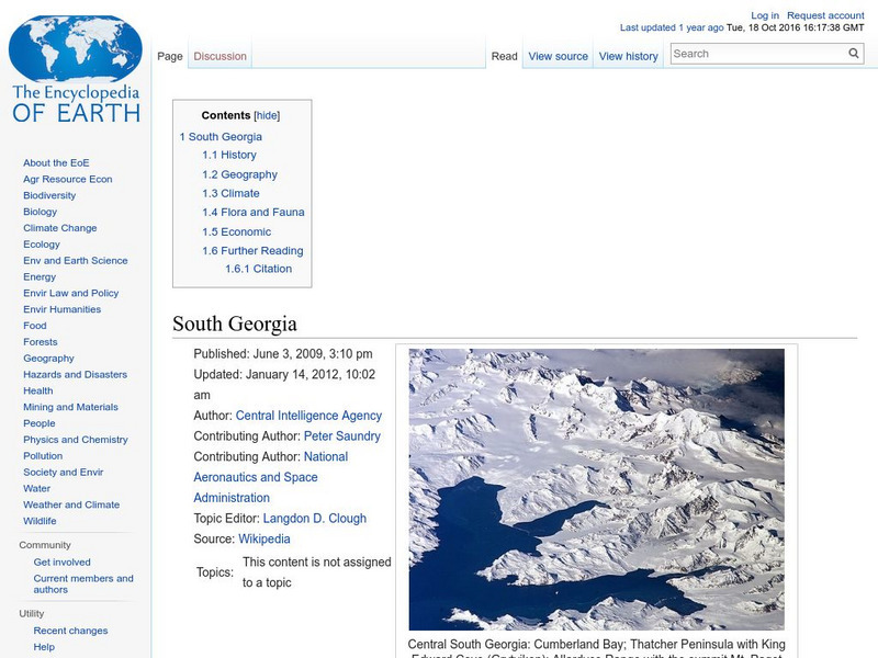 Encyclopedia of Earth: South Georgia & the South Sandwich Islands (Uk) Handout Encyclopedia of Earth: South Georgia & the South Sandwich Islands (Uk) Handout