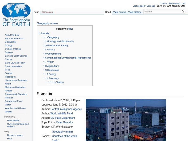 Encyclopedia of Earth: Somalia Handout