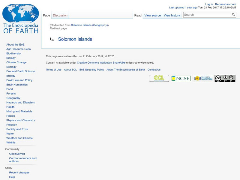 Encyclopedia of Earth: Solomon Islands Handout